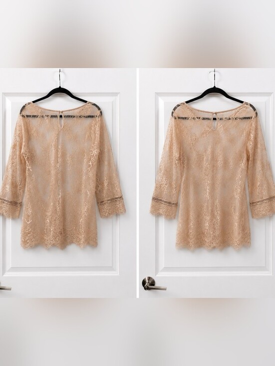 Ultra Pink Tops - Ultra Pink Coquette Balletcore Boho Chic Whimsigoth Lace Sheer Blouse Size Large